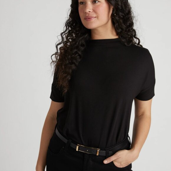 Universal Standard Petra Liquid Jersey Top Black Sz 2XS - Picture 1 of 12